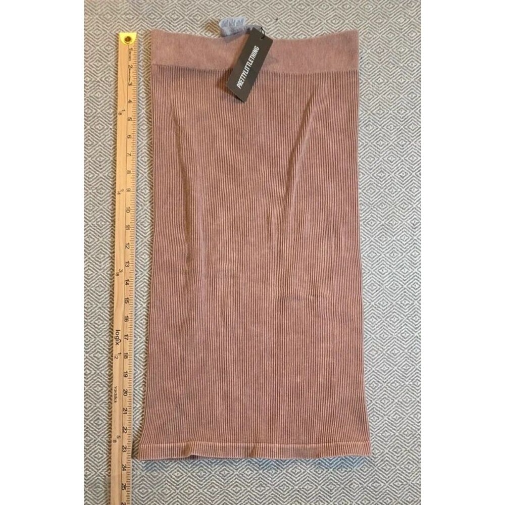 PrettyLittleThing PLT Brown/Mauve Ribbed Stretch Midi Skirt NWT Size S